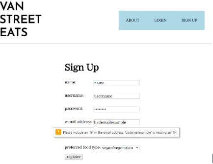 sign up page